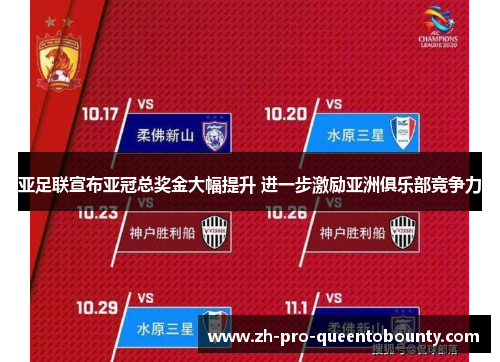 亚足联宣布亚冠总奖金大幅提升 进一步激励亚洲俱乐部竞争力